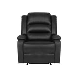 Oikiture Recliner Chair Armchair with Side Pocket Leather Black - Low Angle