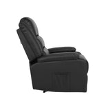Oikiture Recliner Chair Armchair with Side Pocket Leather Black