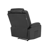 Oikiture Recliner Chair Armchair with Side Pocket Leather Black - Close-Up Angle