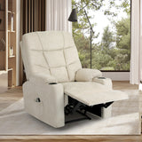 Oikiture Recliner Chair Electric Massage Chairs Heated Polyester Beige - Front View