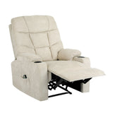Oikiture Recliner Chair Electric Massage Chairs Heated Polyester Beige