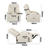 Oikiture Recliner Chair Electric Massage Chairs Heated Polyester Beige - Side View