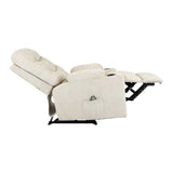 Oikiture Recliner Chair Electric Massage Chairs Heated Polyester Beige - Low Angle