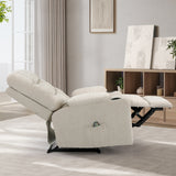 Oikiture Recliner Chair Electric Massage Chairs Heated Polyester Beige - Rear View