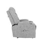 Oikiture Recliner Chair Electric Massage Chairs Heated Polyester Grey - Close-Up Angle