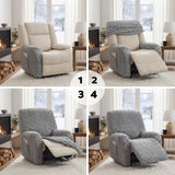 Artiss Recliner Chair Covers with Storage Side Pockets Grey - Close-Up Angle