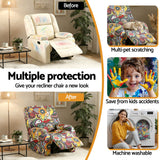 Artiss Stretch Kids Recliner Cover 4-Pieces Recliner Chair Slipcovers Printed Polyester - Rear View