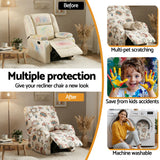 Artiss Stretch Kids Recliner Cover 4-Pieces Recliner Chair Slipcovers Printed Polyester - Rear View