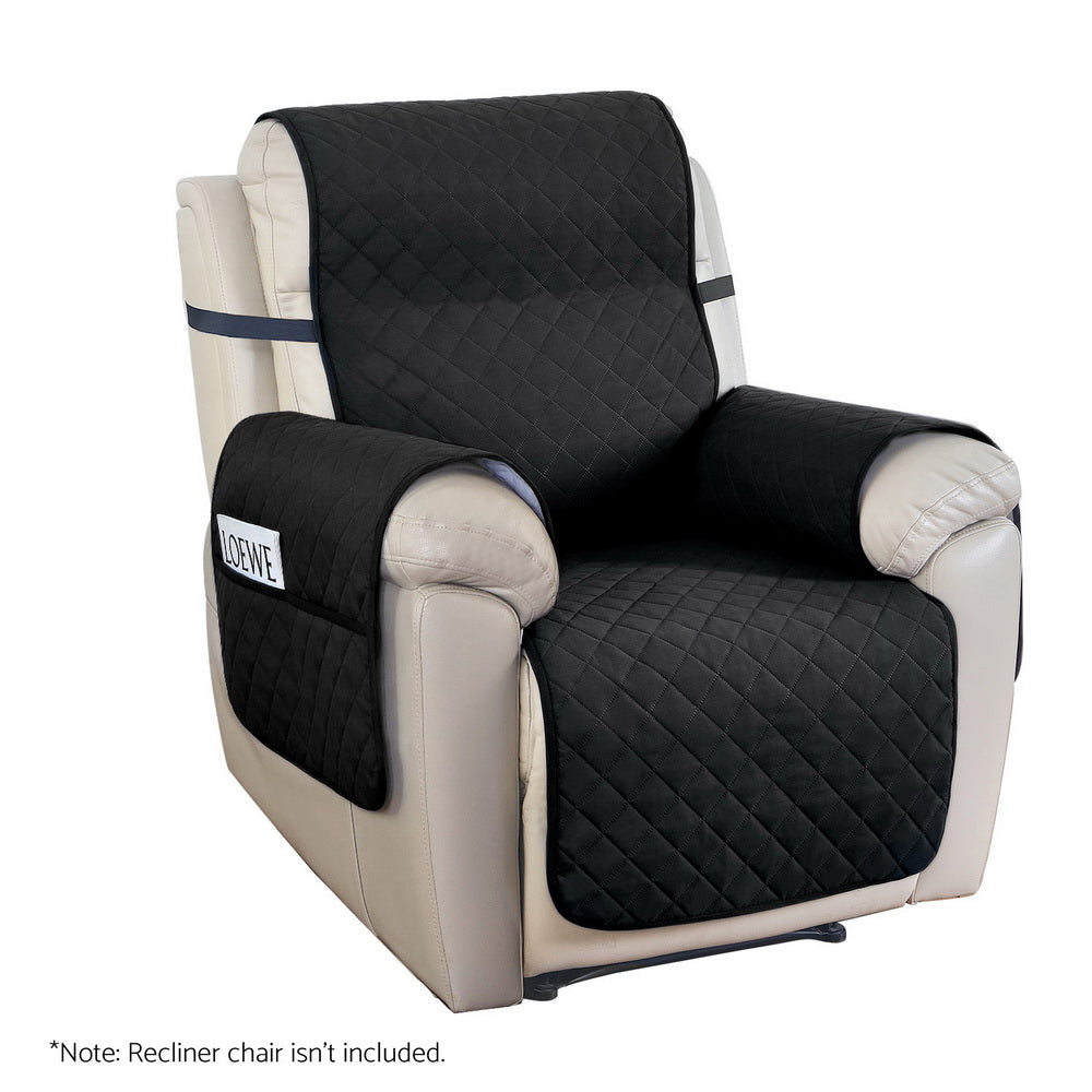 Waterproof Black Recliner Chair Cover by Artiss - Diamond-Quilted Design