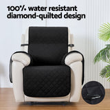Waterproof Black Recliner Chair Cover by Artiss - Diamond-Quilted Design - Top-Down View