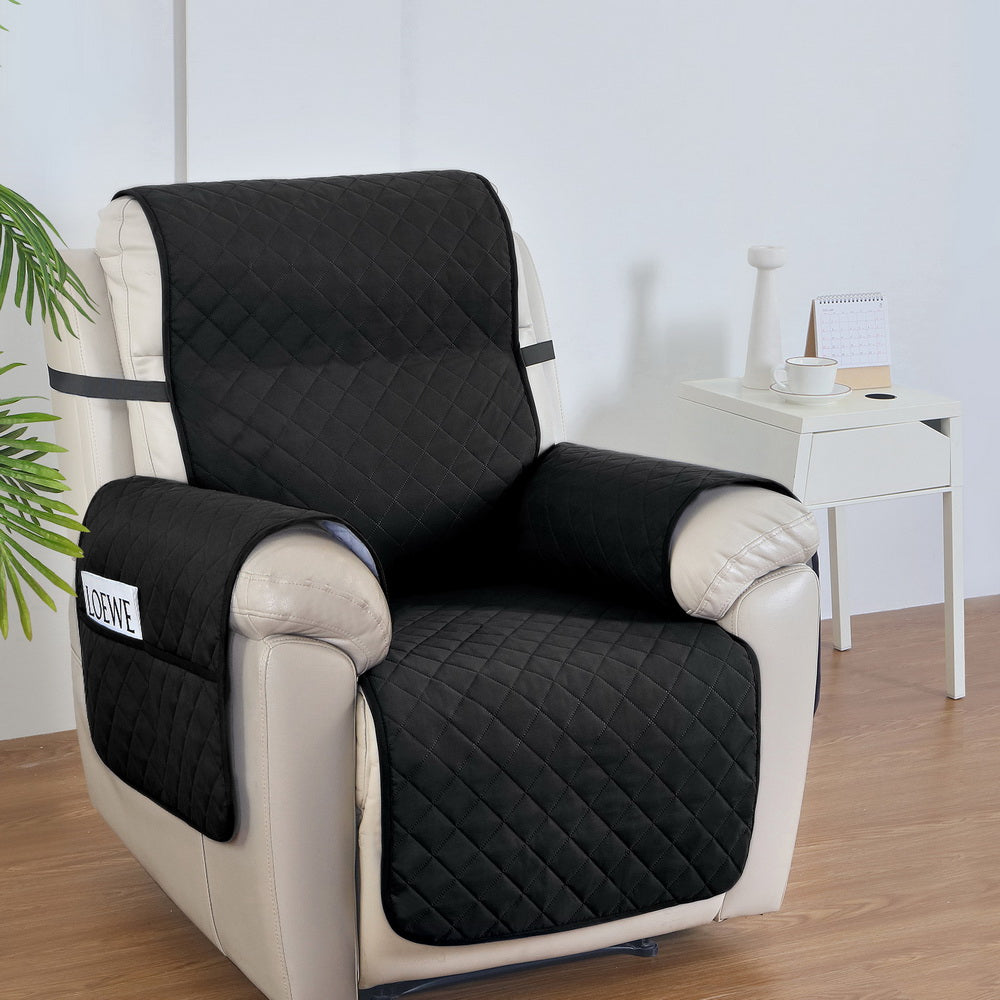 Waterproof Black Recliner Chair Cover by Artiss - Diamond-Quilted Design