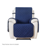 Navy 100% Water-Resistant Recliner Chair Cover by Artiss - Side View