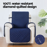 Navy 100% Water-Resistant Recliner Chair Cover by Artiss - Top-Down View
