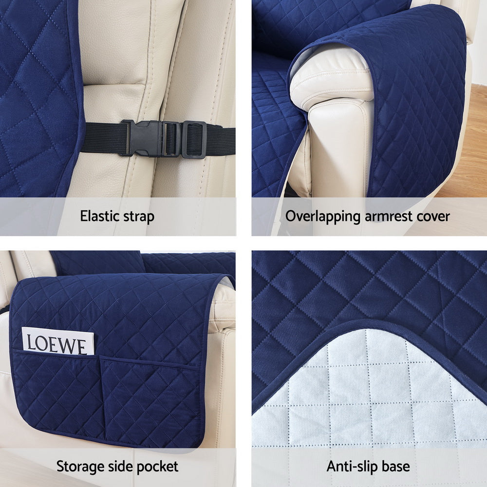 Navy 100% Water-Resistant Recliner Chair Cover by Artiss