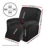 Luxurious Velvet 1-Seater Recliner Chair Cover in Black by Artiss - Front View