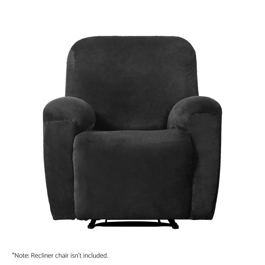 Artiss Recliner Chair Covers 1 Seater Velvet Black, image 3