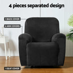 Artiss Recliner Chair Covers 1 Seater Velvet Black, image 4