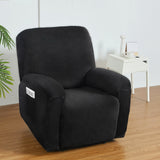 Luxurious Velvet 1-Seater Recliner Chair Cover in Black by Artiss - Close-Up Angle
