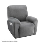 Artiss grey velvet 1 seater recliner chair cover with anti-slip strips