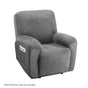 Artiss 1 Seater Recliner Chair Cover, Grey Stretch Velvet with Anti-Slip Foam Strips and Side Pocket