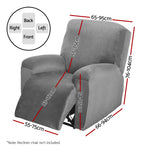 Artiss grey velvet 1 seater recliner chair cover with anti-slip strips, stretchy velvet fabric