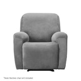 Plush Velvet Grey Recliner Chair Cover for 1 Seater by Artiss