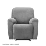 Artiss grey velvet 1 seater recliner chair cover with anti-slip strips, anti-slip foam strips