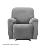 Plush Velvet Grey Recliner Chair Cover for 1 Seater by Artiss - Side View