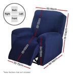 Artiss Recliner Chair Covers 1 Seater Velvet Navy, Reclining