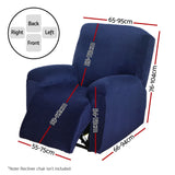 Luxurious Navy Velvet Recliner Chair Cover for 1 Seater - Front View