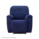 Luxurious Navy Velvet Recliner Chair Cover for 1 Seater - Side View