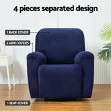 Luxurious Navy Velvet Recliner Chair Cover for 1 Seater - Top-Down View