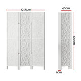Artiss 3 Panel Room Divider Screen 122x170cm Clover White - Front View
