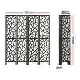 Artiss 4 Panel Room Divider Screen 162x170cm Clover Black - Front View