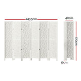 Artiss 6 Panel Room Divider Screen 244x170cm Clover White - Front View