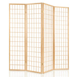 Artiss 4 Panel Room Divider Screen 174x179cm Natural - Side View