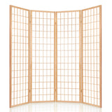 Artiss 4 Panel Room Divider Screen 174x179cm Natural - Top-Down View
