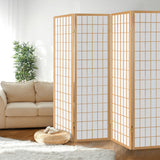 Artiss 4 Panel Room Divider Screen 174x179cm Natural - Close-Up Angle