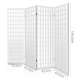Artiss 4 Panel Room Divider Screen 174x179cm White - Front View