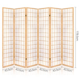 Artiss 6 Panel Room Divider Screen 261x179cm Natural - Front View