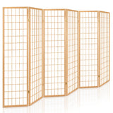 Artiss 6 Panel Room Divider Screen 261x179cm Natural - Low Angle