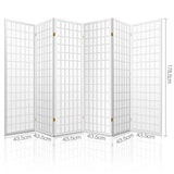 Artiss 6 Panel Room Divider Screen 261x179cm White - Front View