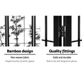 Artiss 4 Panel Room Divider Screen 174x179cm Bamboo Black White - Side View