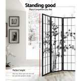 Artiss 4 Panel Room Divider Screen 174x179cm Bamboo Black White - Top-Down View