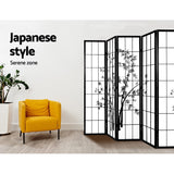 Artiss 8 Panel Room Divider Screen 348x179cm Bamboo Black White - Rear View