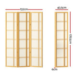 Artiss 3 Panel Room Divider Screen 132x179cm Nova Natural - Front View