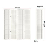 Artiss 4 Panel Room Divider Screen 176x179cm Nova White - Front View
