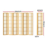 Artiss 6 Panel Room Divider Screen 265x179cm Nova Natural - Front View