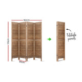 Artiss 4 Panel Room Divider Screen 160x170cm Louver Oak - Front View
