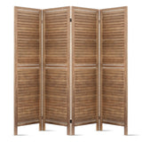 Artiss 4 Panel Room Divider Screen 160x170cm Louver Oak - Side View